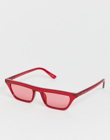 Quay Australia Finesse Flat Top Sunglasses In Red - Red