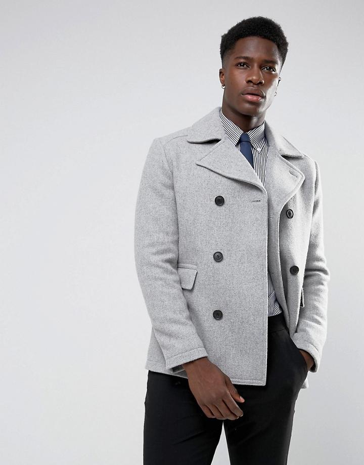 Selected Homme Wool Mix Peacoat - Gray