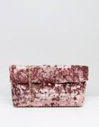 Missguided Roll Top Velvet Clutch Bag - Pink