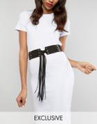 Johnny Love Rosie Suede Tassel Tie Up Belt - Black