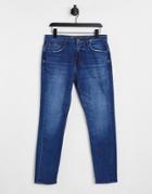 Pull & Bear Slim Jeans In Dark Wash-blues