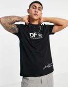 Asos Dark Future T-shirt With Multi Logo Prints In Black