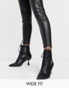 Asos Design Wide Fit Ricky Pointed Toe Lace Up Boot In Black