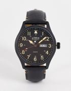Limit Faux Leather Watch In Black With Date Dial