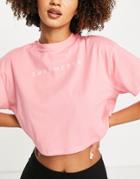 Hoxton Haus Logo Sports Crop Top In Coral-orange