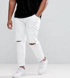 Asos Plus Skinny Jeans In White With Knee Rips - White