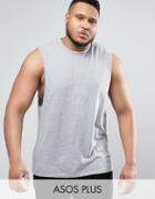 Asos Plus Sleeveless T-shirt With Dropped Armhole In Gray Marl - Gray