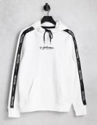 Hollister Hoodie In White With Sleeve Logo Taping