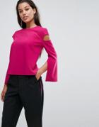 Aq/aq Cut Out Top With Hardware Detail And Self Tie Belt - Pink