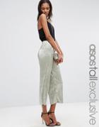 Asos Tall Metallic Pleated Culottes - Gold