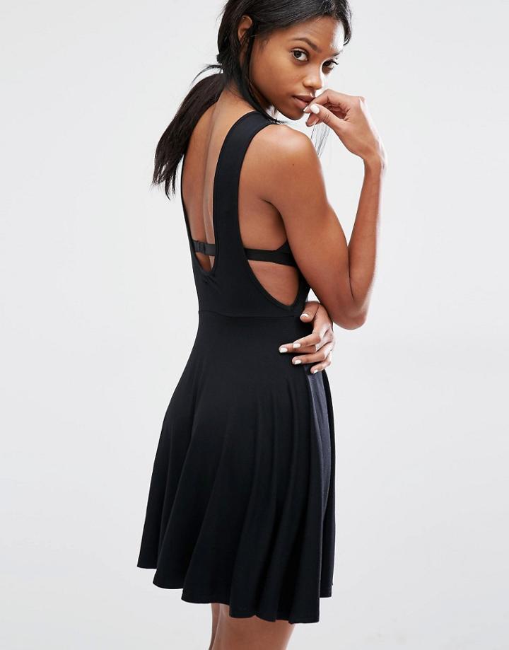 Missguided Drop Armhole Scoop Back Skater Dress - Black