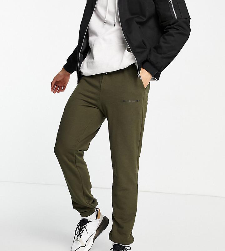 Sixth June Essential Sweatpants In Khaki Exclusive At Asos-green
