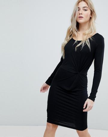 Only Rina Knot Side Jersey Dress - Black