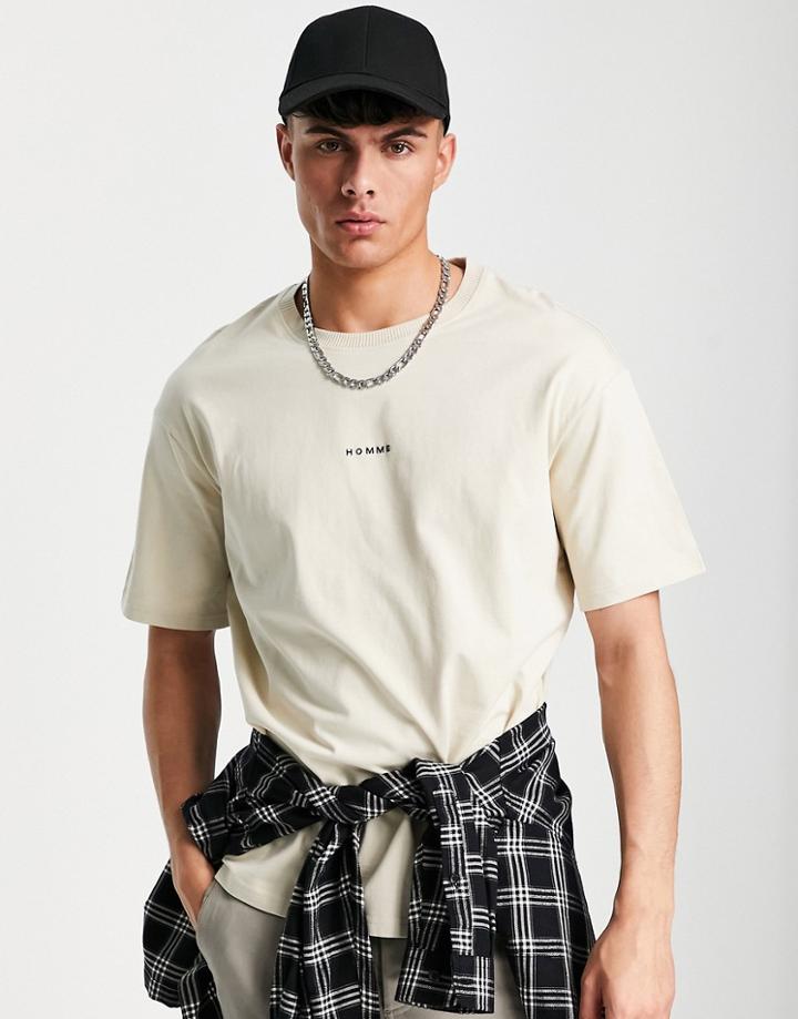 Selected Homme T-shirt In Stone-neutral