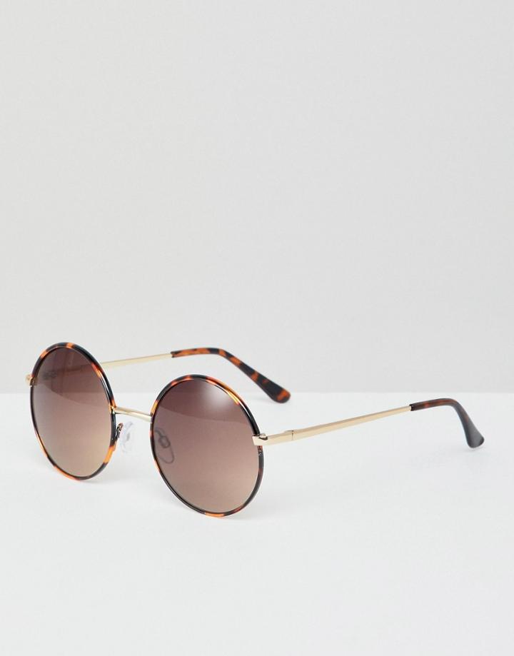 Monki Oversize Round Sunglasses - Brown