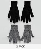 New Look 2 Pack Touch Screen Gloves - Black
