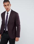 Selected Homme Check Blazer With Notch Lapel And Patch Pockets In Slim Fit - Red