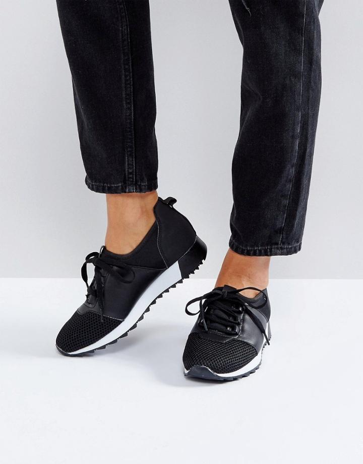 Truffle Collection Lace Up Runner Sneakers - Black