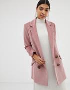 Asos Design Cord Boyfriend Coat - Pink