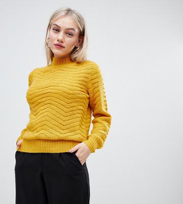 Y.a.s Petite Textured High Neck Sweater - Yellow