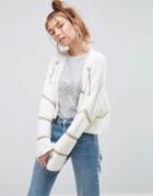 Asos Chunky Cardigan With Contrast Ladder Stitch - Cream