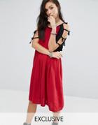 Milk It Vintage Contrast Dress With Arm Ties - Red