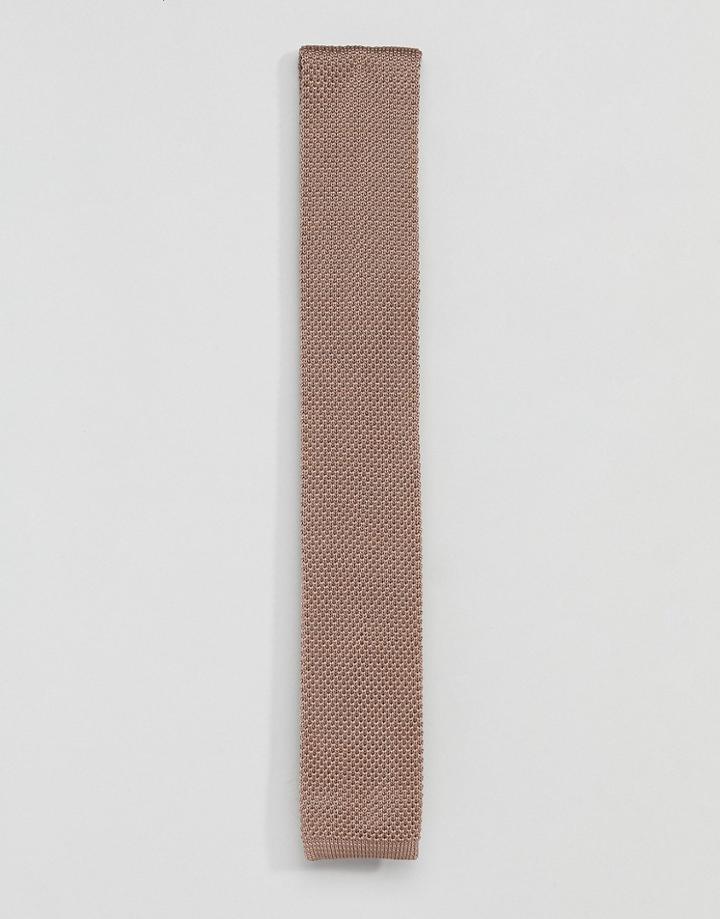Twisted Tailor Knitted Tie In Stone - Stone