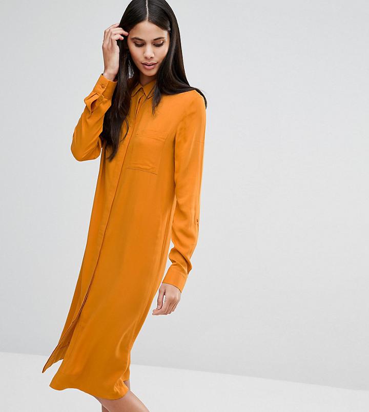 Asos Tall Casual Midi Shirt Dress - Orange