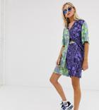 Reclaimed Vintage Inspired Longer Line Shorts Two-piece In Mixed Animal Print-multi