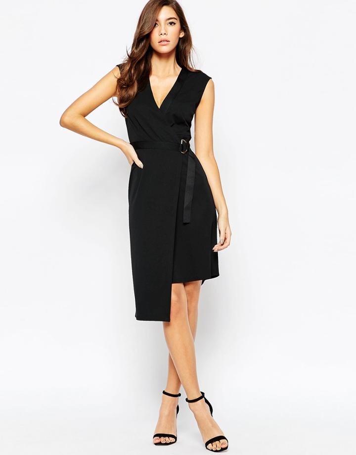 Asos Crepe Wrap Dress - Black