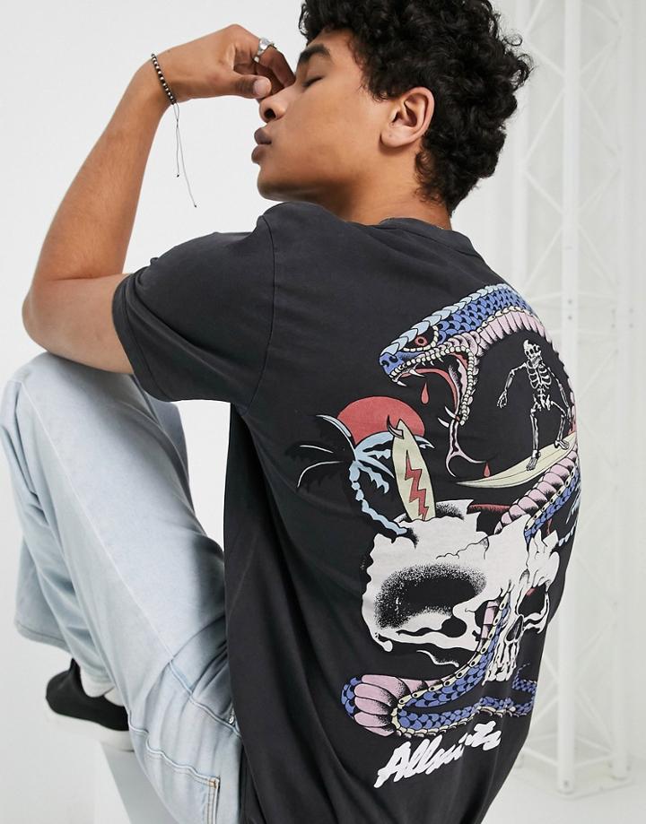 Allsaints Snakepit T-shirt With Back Print In Black