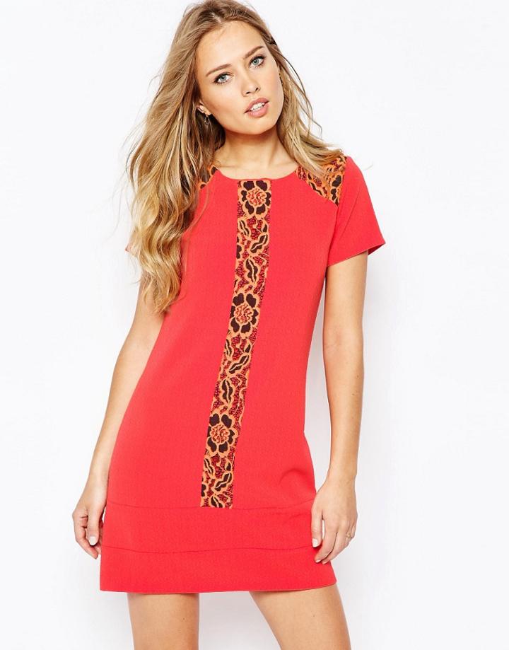 Hedonia Maddie Shift Dress With Lace Details - Orange