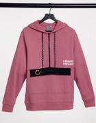 Crooked Tongues Hoodie With Large Pocket In Pink