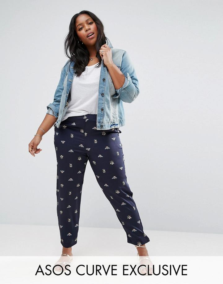 Asos Curve Peg Pant In Bug Print - Multi