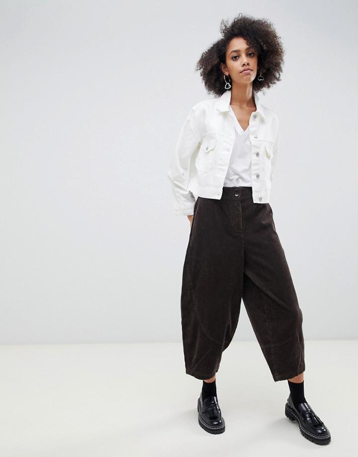 Asos Design Balloon Leg Pants In Cord-brown