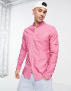 Farah Slim Fit Long Sleeve Shirt In Pink