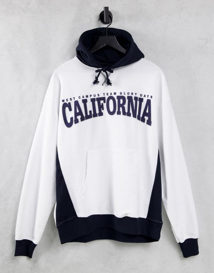 Pull & Bear California Varsity Hoodie In Gray-grey