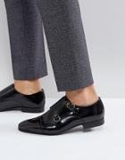 Walk London City Monk Strap Shoes In Black - Black