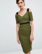 Vesper Midi Dress With Contrast Strap Detail - Green