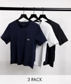 Boss Bodywear 3 Pack T-shirts With Small Embroidered Chest Logo In Navy/ Black/ White-multi