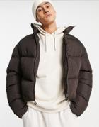 Asos Design Recycled Puffer Jacket In Brown