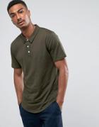 Troy Curved Hem Jersey Polo Shirt - Green