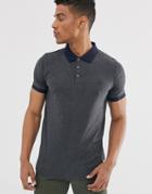 French Connection Organic Cotton Polo With Contrast Collar In Gray