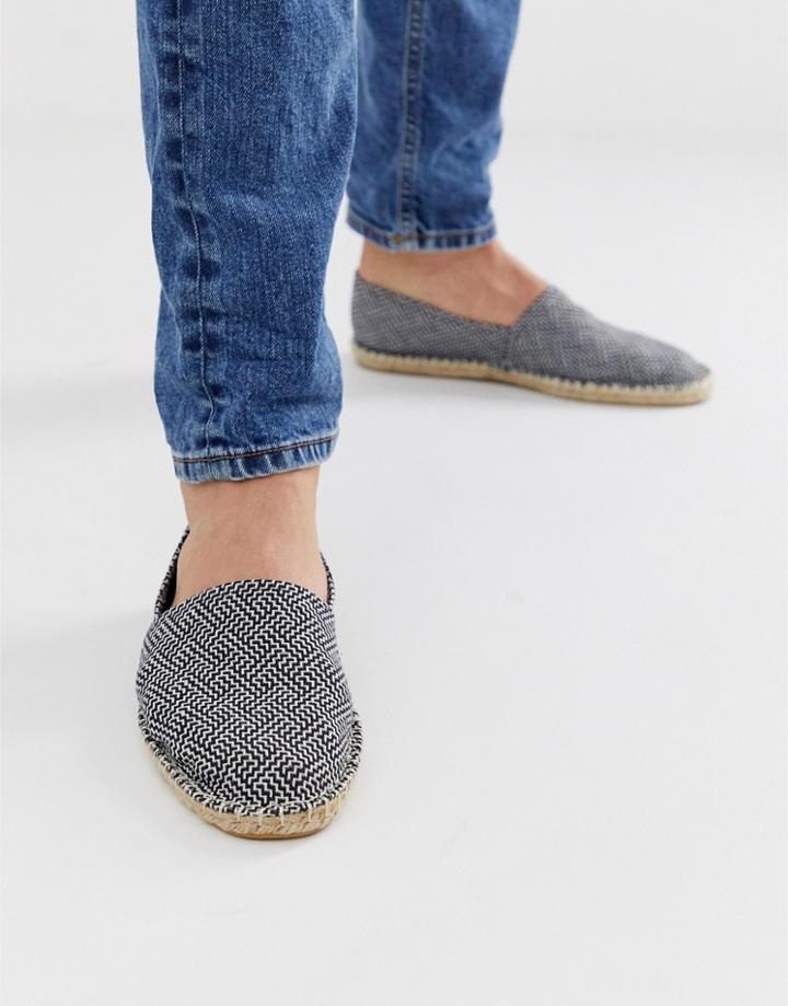 Asos Design Espadrilles In Black And White Pattern