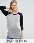 New Look Maternity Raglan Sleeve T-shirt - Gray
