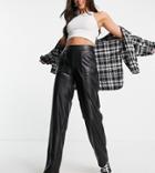 Pieces Tall Leather Look Wide Leg Pants In Black