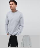 Asos Design Muscle Sweatshirt 2 Pack Black/khaki - Multi