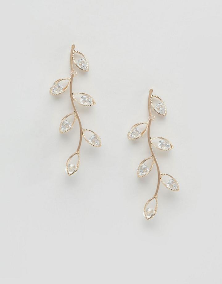 Nylon Leaf Drop Earrings - Gold