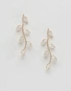 Nylon Leaf Drop Earrings - Gold