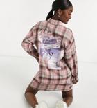 Missguided Tall Shirt With Pocket Graphic In Pink Plaid